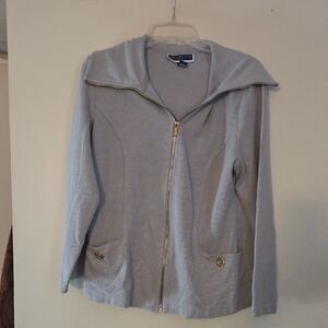 Karen Scott Sport Gray Zippered Vintage Cardigan